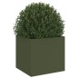 vidaXL Jardinera de acero laminado en frío verde oliva 32x30x29 cm vidaXL Jardinera de acero laminado en frío verde oliva 32x30x29 cm