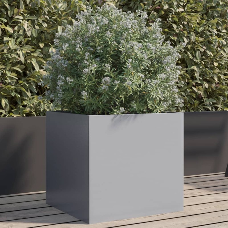 vidaXL Jardinera de acero galvanizado plateado 42x40x39 cm vidaXL Jardinera de acero galvanizado plateado 42x40x39 cm
