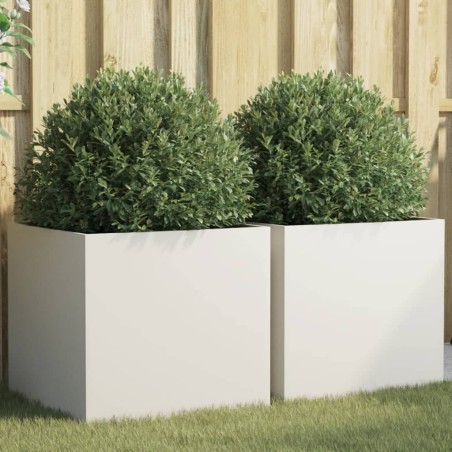 vidaXL Jardineras 2 unidades acero laminado en frío blanco 49x47x46 cm
