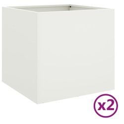 vidaXL Jardineras 2 unidades acero laminado en frío blanco 49x47x46 cm