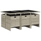vidaXL Set comedor jardín 7 pzas y cojines ratán sintético gris claro vidaXL Set comedor jardín 7 pzas y cojines ratán sintético gris claro