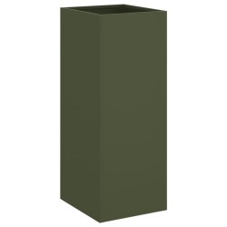 vidaXL Jardinera de acero laminado en frío verde oliva 32x27,5x75 cm
