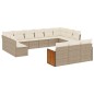 vidaXL Set sofás de jardín con cojines 13 pzas ratán sintético beige vidaXL Set sofás de jardín con cojines 13 pzas ratán sintético beige