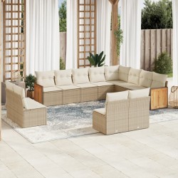vidaXL Set de sofás de jardín 12 pzas y cojines ratán sintético marrón