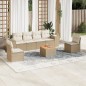 vidaXL Set sofás de jardín 7 piezas y cojines ratán sintético beige vidaXL Set sofás de jardín 7 piezas y cojines ratán sintético beige