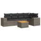 vidaXL Set de muebles de jardín 6 pzas y cojines ratán sintético gris vidaXL Set de muebles de jardín 6 pzas y cojines ratán sintético gris