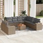 vidaXL Juego de sofás jardín con cojines beige 10 pzas ratán sintético vidaXL Juego de sofás jardín con cojines beige 10 pzas ratán sintético