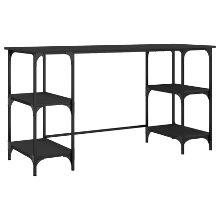 vidaXL Escritorio de metal y madera de ingeniería negro 140x50x75 cm