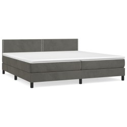 vidaXL Cama box spring con colchón terciopelo gris oscuro 200x200 cm