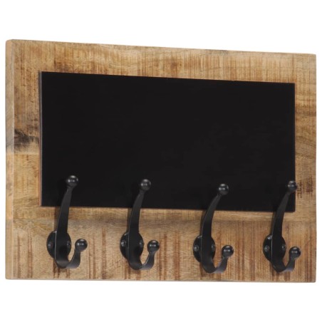 vidaXL Percheros de pared con 4 ganchos 2 uds madera maciza de mango