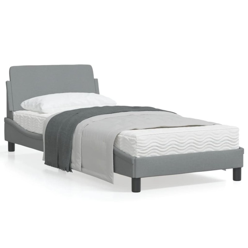 vidaXL Estructura de cama con cabecero de tela gris claro 80x200 cm vidaXL Estructura de cama con cabecero de tela gris claro 80x200 cm