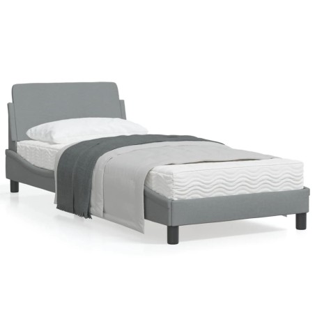 vidaXL Estructura de cama con cabecero de tela gris claro 80x200 cm