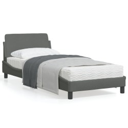 vidaXL Estructura de cama con cabecero de tela gris oscuro 90x190 cm
