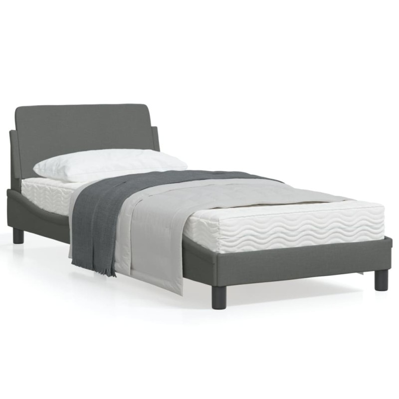 vidaXL Estructura de cama con cabecero de tela gris oscuro 90x190 cm vidaXL Estructura de cama con cabecero de tela gris oscuro 90x190 cm