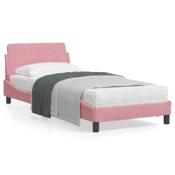 vidaXL Estructura de cama con cabecero de terciopelo rosa 90x200 cm