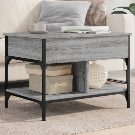 vidaXL Mesa de centro madera ingeniería metal gris Sonoma 70x50x50 cm