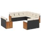 vidaXL Set de sofás de jardín 11 pzas y cojines ratán sintético negro vidaXL Set de sofás de jardín 11 pzas y cojines ratán sintético negro