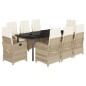 vidaXL Set comedor de jardín 9 pzas con cojines ratán sintético beige vidaXL Set comedor de jardín 9 pzas con cojines ratán sintético beige