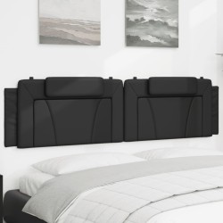 vidaXL Cabecero de cama acolchado cuero sintético negro 200 cm