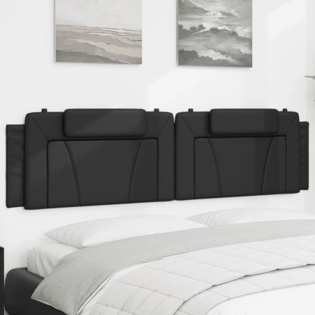 vidaXL Cabecero de cama acolchado cuero sintético negro 200 cm