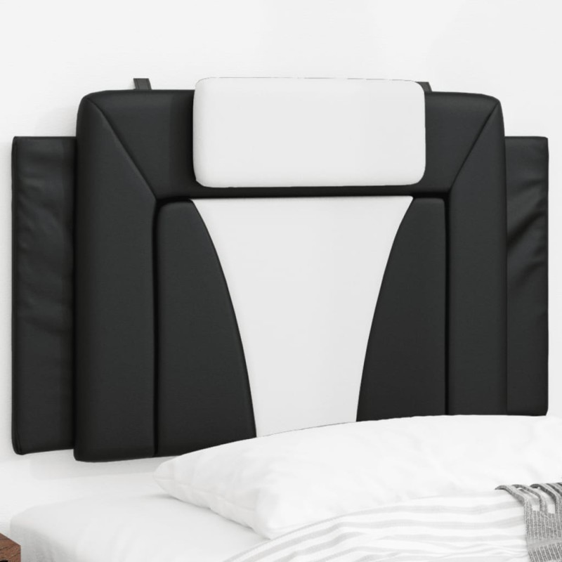vidaXL Cabecero de cama acolchado cuero sintético negro y blanco 80 cm vidaXL Cabecero de cama acolchado cuero sintético negro y blanco 80 cm