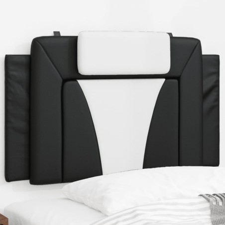vidaXL Cabecero de cama acolchado cuero sintético negro y blanco 80 cm