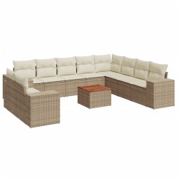vidaXL Set de sofás de jardín 11pzas con cojines ratán sintético beige