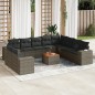 vidaXL Set de sofás de jardín 11 pzas y cojines ratán sintético gris