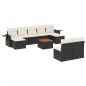 vidaXL Set de sofás de jardín 10 pzas cojines ratán sintético negro