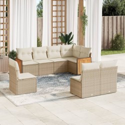 vidaXL Juego de sofás de jardín con cojines beige 8 pzas ratán PE