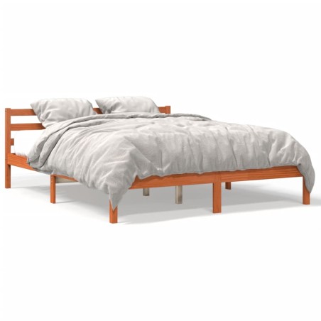 vidaXL Estructura de cama madera maciza pino marrón cera 120x200 cm