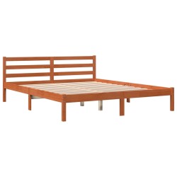 vidaXL Estructura de cama madera maciza pino marrón cera 120x200 cm