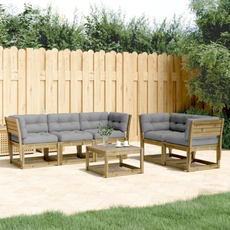 vidaXL Set de sofás jardín 5 pzas con cojines madera pino impregnada