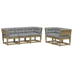 vidaXL Set de sofás jardín 5 pzas con cojines madera pino impregnada