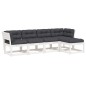 vidaXL Set sofás jardín 5 pzas con cojines madera maciza pino blanco vidaXL Set sofás jardín 5 pzas con cojines madera maciza pino blanco