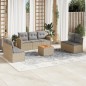 vidaXL Juego de sofás de jardín con cojines beige 8 pzas ratán PE vidaXL Juego de sofás de jardín con cojines beige 8 pzas ratán PE