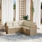 vidaXL Juego de sofás jardín con cojines 5 pzas ratán sintético beige vidaXL Juego de sofás jardín con cojines 5 pzas ratán sintético beige