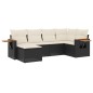 vidaXL Set de sofás de jardín 6 piezas y cojines ratán sintético negro vidaXL Set de sofás de jardín 6 piezas y cojines ratán sintético negro