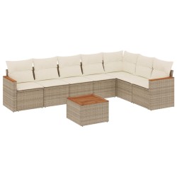 vidaXL Juego de sofás de jardín con cojines beige 8 pzas ratán PE