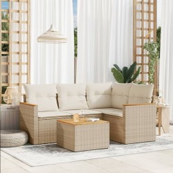vidaXL Juego de sofás jardín con cojines 5 pzas ratán sintético beige
