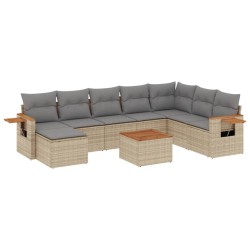 vidaXL Set de sofás de jardín 9 pzas con cojines ratán sintético beige