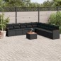 vidaXL Set de sofás de jardín 10 pzas cojines ratán sintético negro vidaXL Set de sofás de jardín 10 pzas cojines ratán sintético negro