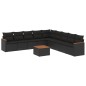 vidaXL Set de sofás de jardín 10 pzas cojines ratán sintético negro vidaXL Set de sofás de jardín 10 pzas cojines ratán sintético negro