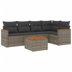vidaXL Set de muebles de jardín 6 pzas y cojines ratán sintético gris