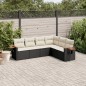 vidaXL Set de sofás de jardín 6 piezas y cojines ratán sintético negro vidaXL Set de sofás de jardín 6 piezas y cojines ratán sintético negro