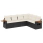 vidaXL Set de sofás de jardín 6 piezas y cojines ratán sintético negro vidaXL Set de sofás de jardín 6 piezas y cojines ratán sintético negro