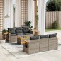 vidaXL Set de sofás de jardín 7 piezas con cojines ratán PE gris vidaXL Set de sofás de jardín 7 piezas con cojines ratán PE gris