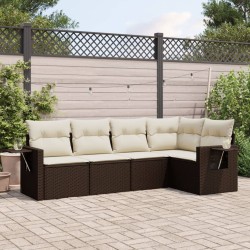 vidaXL Set comedor de jardín 5 piezas y cojines ratán sintético marrón