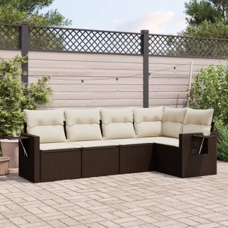 vidaXL Set comedor de jardín 5 piezas y cojines ratán sintético marrón