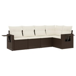 vidaXL Set comedor de jardín 5 piezas y cojines ratán sintético marrón